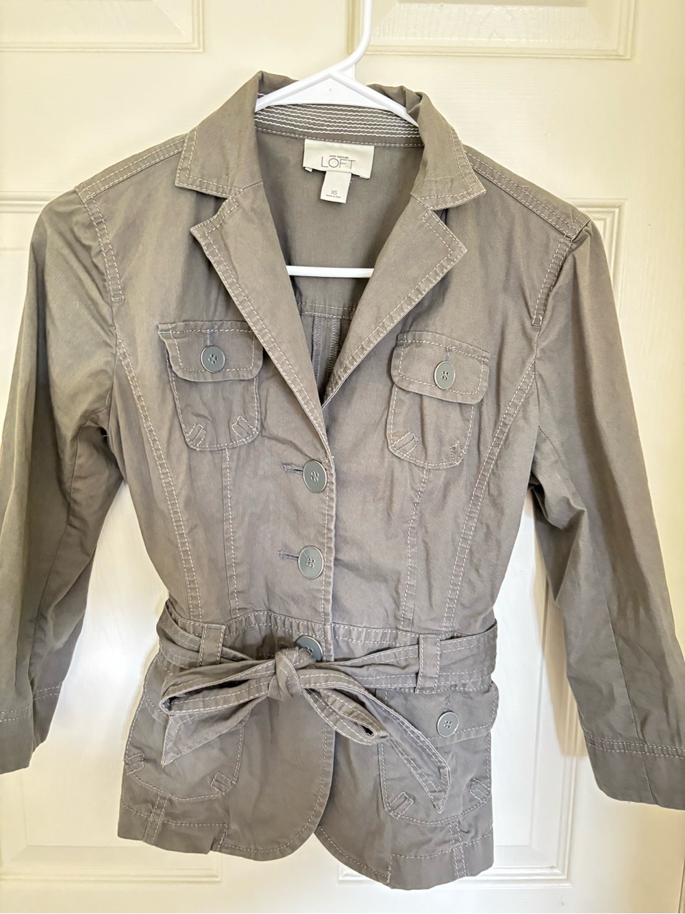 LOFT Taupe Utility Belted Jacket